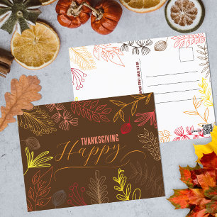Herbstblätter Zweige und Beeren Erntedankfest Postkarte
