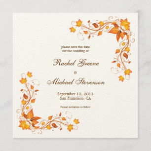 Herbstblätterkarte Save the Date Hochzeitkarte