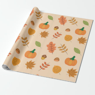 Herbstblättern, Eicheln, Kastanien und Kürbiskürbi Geschenkpapier