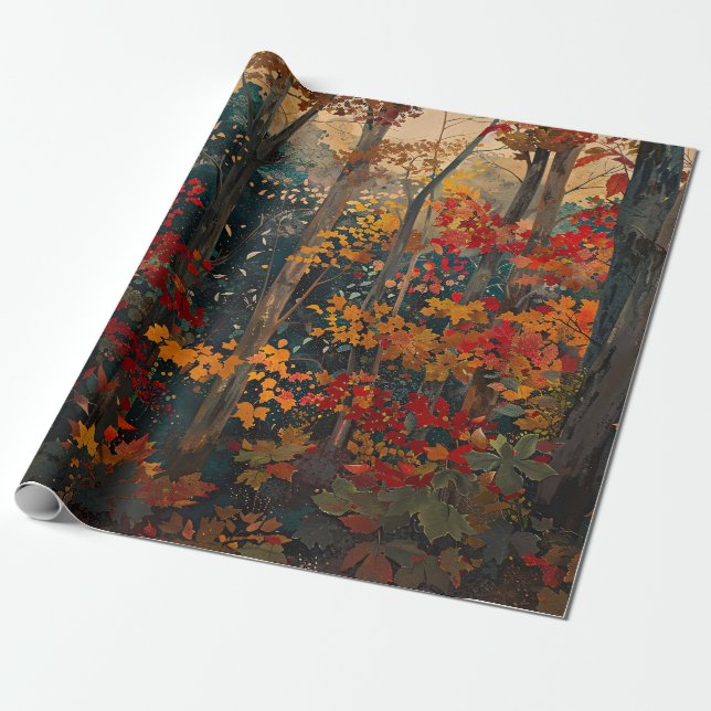 Herbstblättern farbige Holzverkleidung Geschenkpapier (Ungerollt)