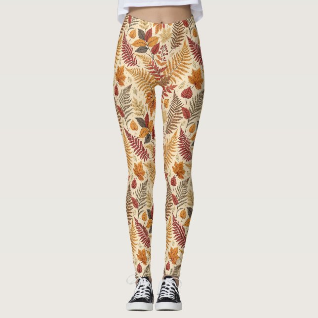 Herbstblättern und Berries - warme, erdige Töne Leggings (Vorderseite)