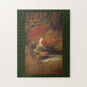Herbstblätterung abstrakte Kunst Olivenöl Hintergr Puzzle