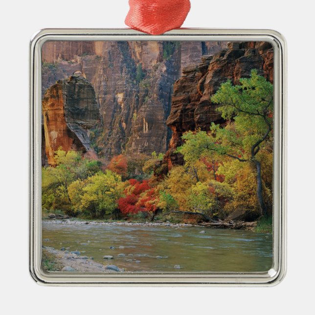 Herbstblätterung entlang der Jungfrau bei Tor Silbernes Ornament (Vorne)