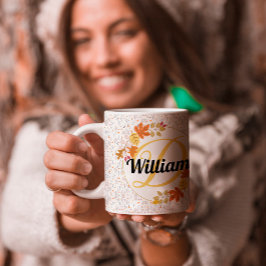 Herbstblattfarbe Name und Monogramm Erstmaligkeit Kaffeetasse