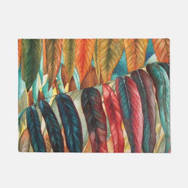 Herbstblattfarben originelle moderne Kunst Fußmatte (Vorderseite)