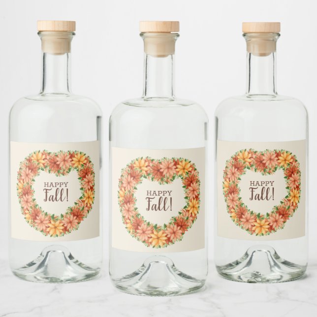 Herbstblättriger Herbst-Floral-Swag Alkoholflaschenetikett (Flaschen)