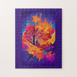 Herbstblättriger Orangengold abstrakte Kunstschwär Puzzle