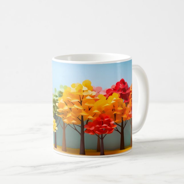 Herbstblitz: farbenfrohe Tasse im Wald (VorderseiteRechts)