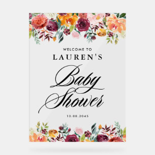 Herbstbloms Blütendusche Begrüßung Acrylschild