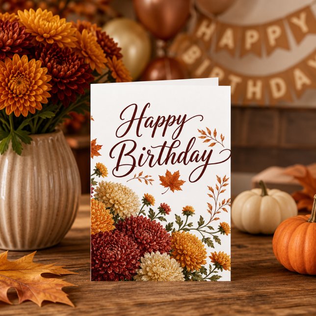Herbstblumen Chrysanthemen Geburtstagswünsche Karte (Von Creator hochgeladen)