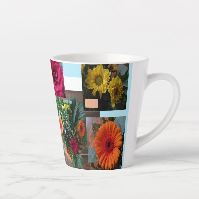 Herbstblumen Collage Latte Mug Milchtasse (Rechts)