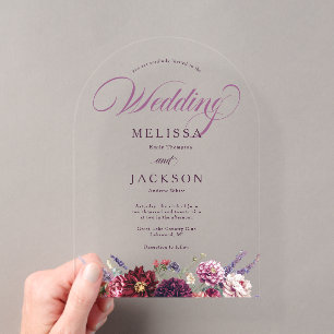 Herbstblumen-Dahlien-Hochzeitseinladung Acryleinladungen