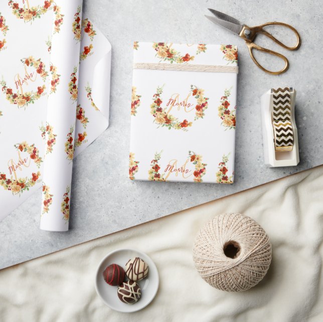 Herbstblumen personalisiert geschenkpapier (Kunsthandwerk)