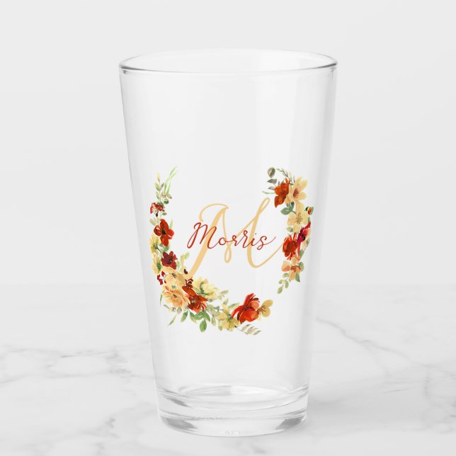 Herbstblumen personalisiert glas (Vorderseite)