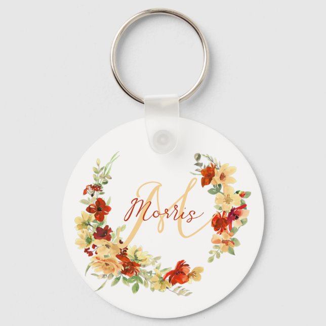 Herbstblumen personalisiert schlüsselanhänger (Vorderseite)