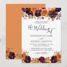 Herbstblumenbrurnt Orange Gold Glitzer Hochzeit