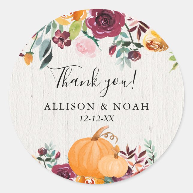 Herbstblumengeschmack und Kürbis Runder Aufkleber (Vorderseite)