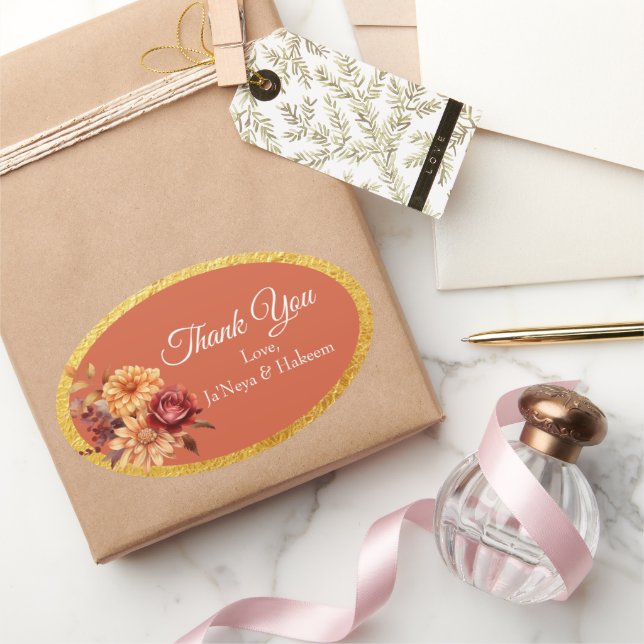 Herbstblumenhochzeit Ovaler Aufkleber (Schenken)