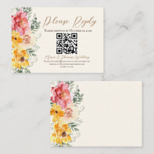 Herbstblumenhochzeit QR-Code UAWG Enclosure Card Begleitkarte