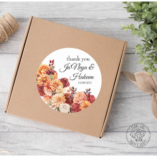 Herbstblumenhochzeit Runder Aufkleber