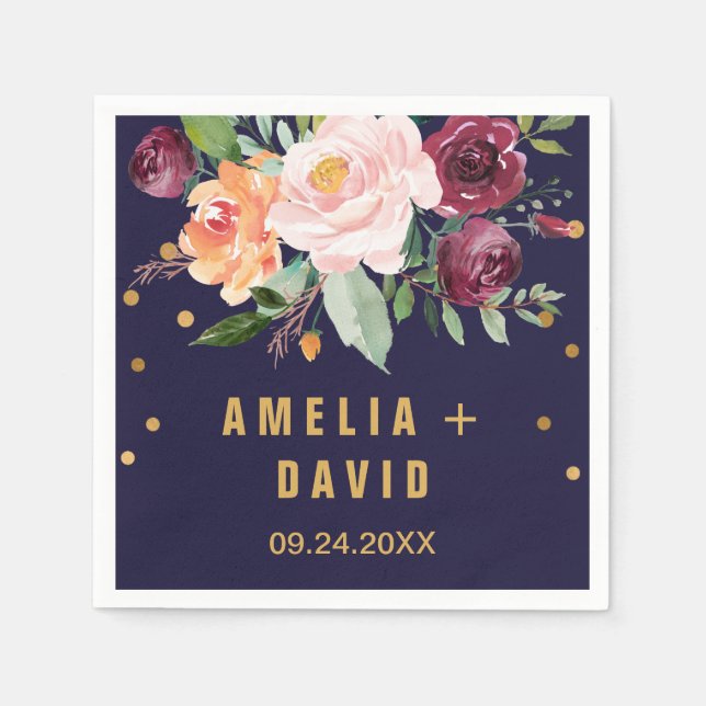 Herbstblumenhochzeit Serviette (Vorderseite)