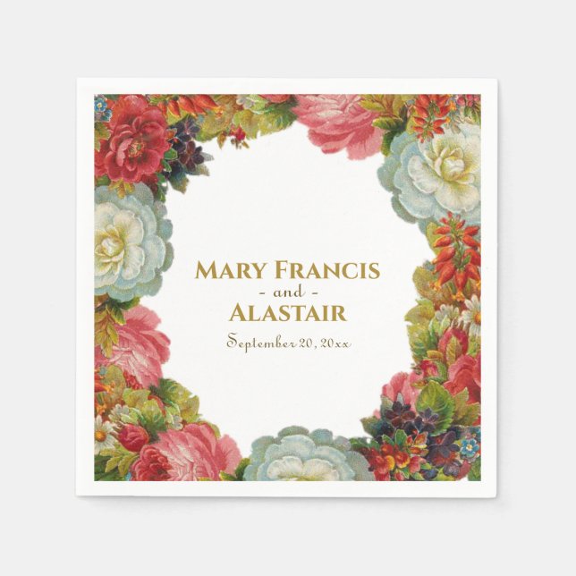 Herbstblumenhochzeit Vintag Garland Serviette (Vorderseite)