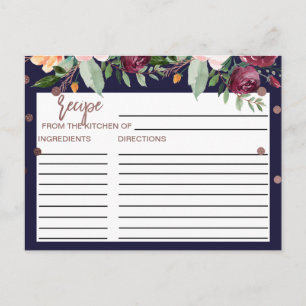 Herbstblumenkarten Rose Gold Brautparty Rezeptions Postkarte