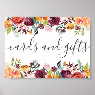 Herbstblumenkarten und Geschenke Hochzeit Poster