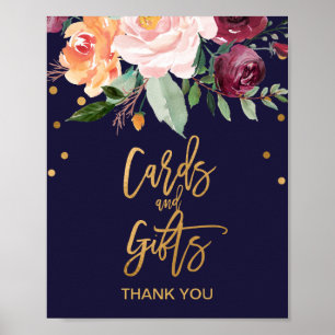 Herbstblumenkarten und Geschenke Unterschrift Poster