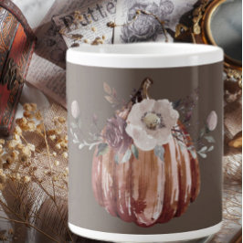 Herbstblumenkürbis braun, Terrakotta, abstumpf Jumbo-Tasse