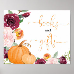 Herbstblumenkürbis - Bücher und Geschenke Poster
