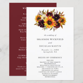 Herbstblumensonnenblume Rustikales Hochzeitsprogra