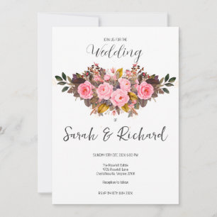 Herbstblush Rosa Rustikale Hochzeit im Herbst Einladung