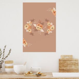 Herbstblüte - Beige und orangefarbene Kunst Poster