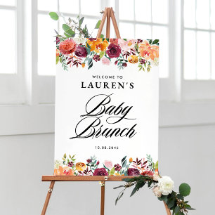 Herbstblüten floral Baby Brunch Willkommen Poster