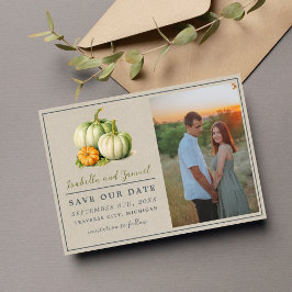 Herbstblüten floraler Fall Grüne Orange Hochzeit Save The Date