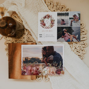 Herbstblüten Florales Wappen Hochzeit 4 Foto Save The Date