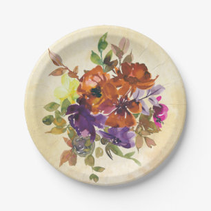 Herbstblütenblütenblauer Lila Blauer Brunnenblauer Pappteller