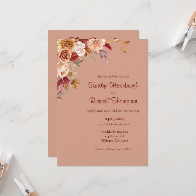 Herbstblüteneinladung Einladung (Vorderseite/Rückseite Beispiel)