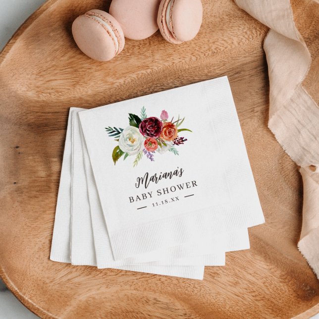 Herbstboho blubt Personalisierte Babydusche Serviette (Von Creator hochgeladen)