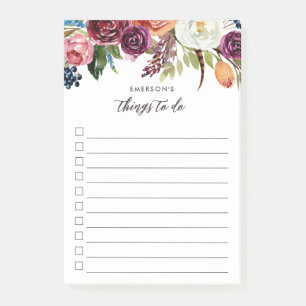Herbstboho blüht Personalisiert zu tun Liste Post-it Klebezettel