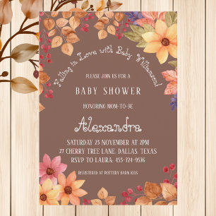 Herbstboho Floral Fallend in Liebe Kinderdusche Einladung