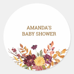 Herbstboho Rustic Baby Dusche Runder Aufkleber