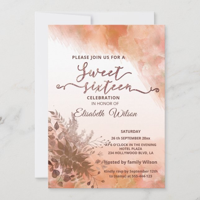 Herbstbotanisch errötete Kantalupe Wasserfarbe Einladung (Vorderseite)