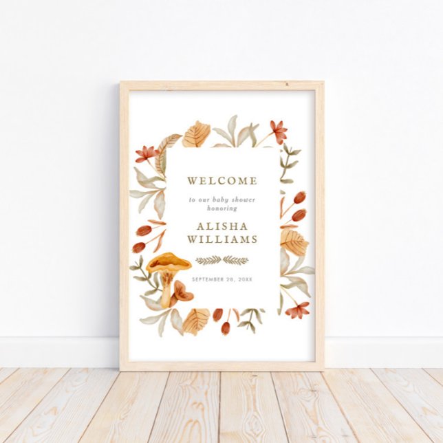Herbstbotanischer Whimsy Herbst Babydusche Willkom Poster (Available for print and instant digital download!)