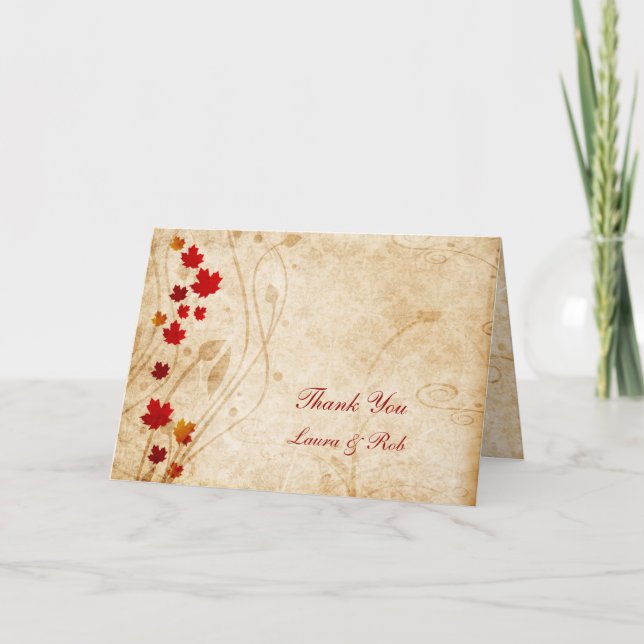 Herbstbraun Hochzeit Danke (Vorderseite)