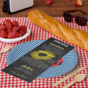 Herbstbräune Sonnenblumen Brautparty Party Menükarte