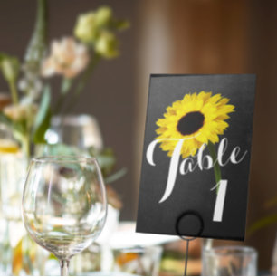 Herbstbraut-Schiefertafel-Sonnenblumen-Party  Tischnummer