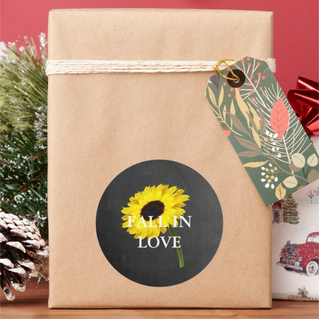 Herbstbrücke Sonnenblumen Feier Rustikales Party Runder Aufkleber (Feiertag)