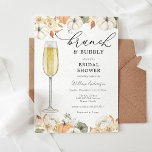 Herbstbrunch und Bubbly Bridal Dusche Einladung<br><div class="desc">Dieser Brunch mit der Bride Bridal Dusche Einladung ist perfekt, um die Braut zu sein oder eine Braut, die bereits abgelaufen ist zu feiern. Passen Sie Ihre Informationen für die Braut an. Mit einer Wasserfarbenflöte aus Champagner und einem Rahmen aus Herbst-Blätter und Grün, perfekt für Feiern rund um den Herbst...</div>